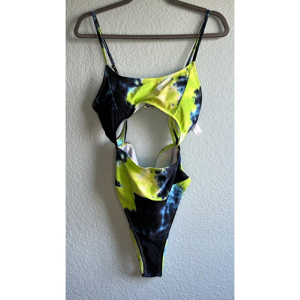Tie Dye Cut Out One Piece Swimsuit Green